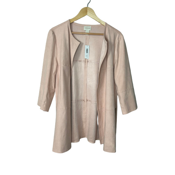 Chico's Jackets & Blazers - Chico's Open Front Zip-Detail Faux-Suede Jacket Topper Women's Large SZ 2